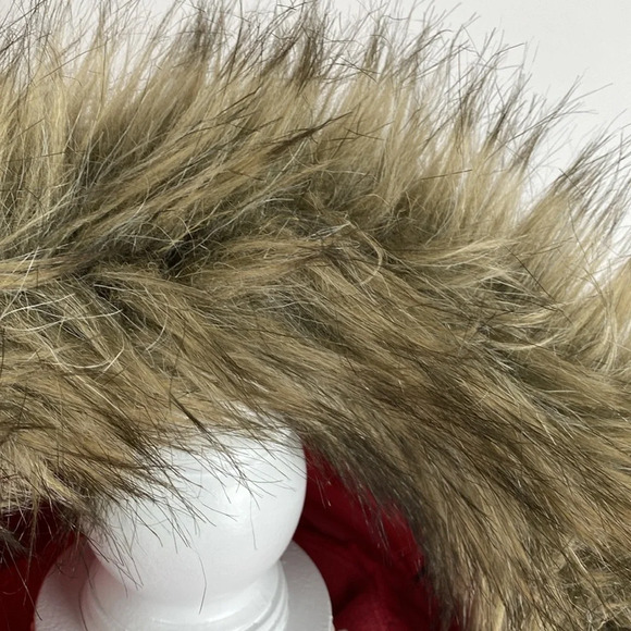 Lands End Puffer Pink Faux Fur Removable Hood Winter Jacket - Picture 14 of 16